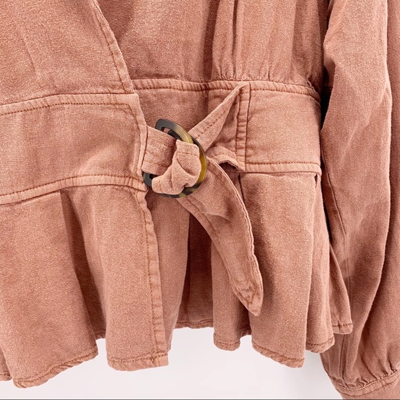 Free People Rust Colored Linen Jacket Size Small - Picture 4 of 7